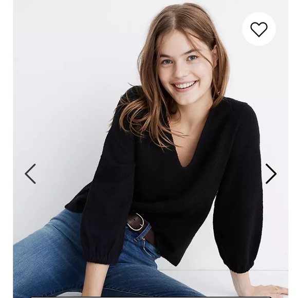Madewell Tops - NWT Madewell Full / Balloon Sleeve Black Long-Sleeve top VNeck size Small